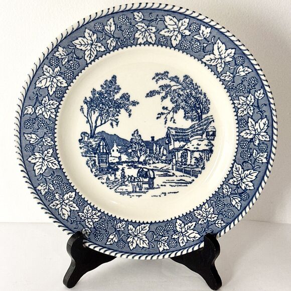 Shakespeare Country Blue Royal Plate Dinner Decorative Rope Edge 10” Made In USA - Picture 1 of 8